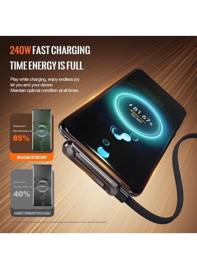 كابل شحن سريع 240 واط لدعامة الهاتف المحمول، من نوع Type-C، معدّل للألعاب الإلكترونية والتطبيقات المحمولة، داعم نسج - Image 4