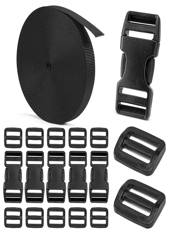 BEYOURD 3/4" Buckles and Straps Set: 6 Yards of Thick Nylon Webbing, 6-Pack Quick Side Release Adjustable Plastic Buckles, 12 Tri-Glide Slide Clips(3/4" Combo Set) - Image 1
