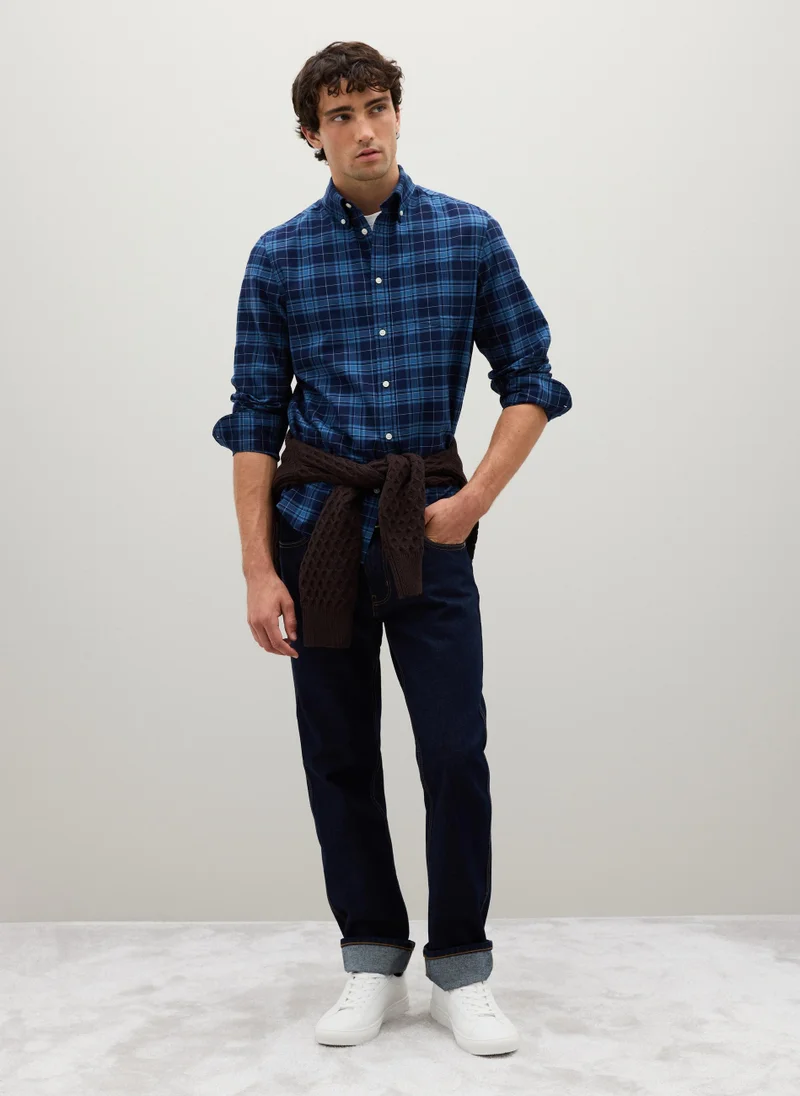 او في اس MULTICOLOUR PURE COTTON REGULAR FIT SHIRT