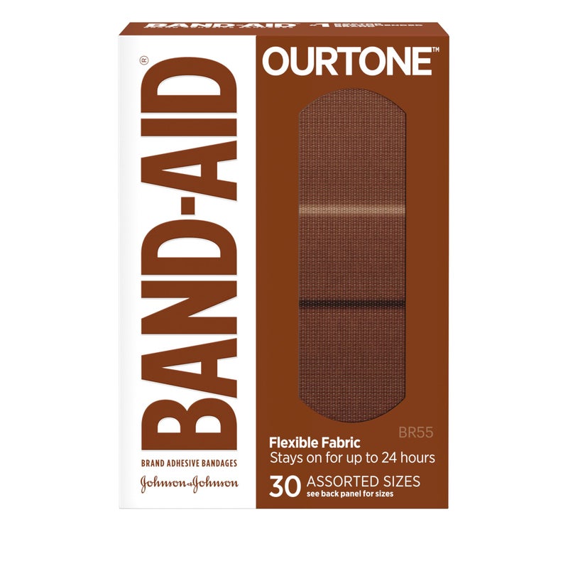 Band-Aid فرش لاصق باندايد براند أورثون، حماية مرنة ورعاية للجروح البسيطة والخدوش، وسادة كويلت-إيد للجروح المؤلمة، BR55، أحجام متنوعة، 30 قطعة - Image 1