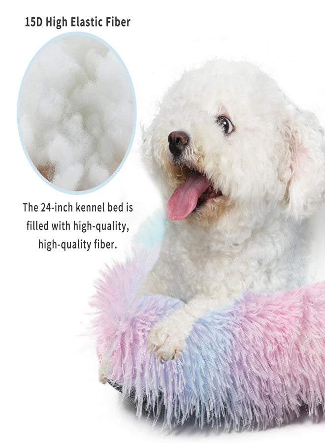 nononfish 24 Inch Dog Bed for Crate Washable,Dog Beds for Small Dogs Kennel Cage Travel,Square Soft Plush Puppy Mat Pet Cushion Fluffy Calming Yorkie Bed - Image 2