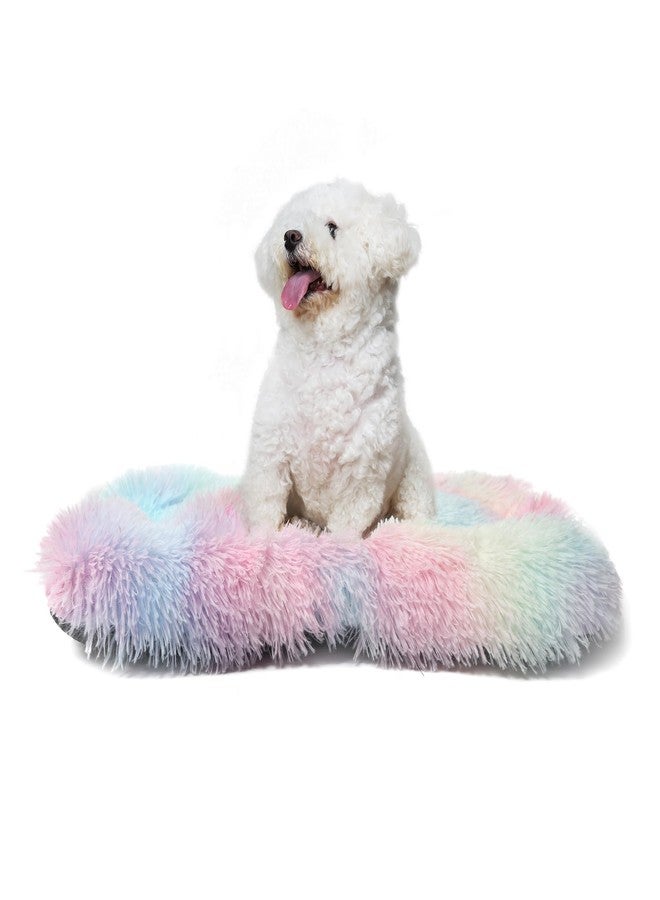 24 Inch Dog Bed for Crate Washable,Dog Beds for Small Dogs Kennel Cage Travel,Square Soft Plush Puppy Mat Pet Cushion Fluffy Calming Yorkie Bed