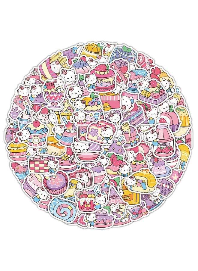 NIBEMINENT 100 Pcs KT And Dessert Deco Kit Waterproof Stickers, High Definition Printing Bright Colors, Suitable for Laptop Skateboard Luggage Water Bottle Guitar DIY - Image 3