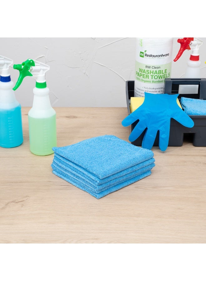 Restaurantware Clean Tek Professional 16 x 16 Inch Cleaning Cloths, 100 Lint Free Microfiber Towels - Highly Absorbent, Non Abrasive, Blue Microfiber Cleaning Rags, Reusable, For All Purpose Use  - Image 3