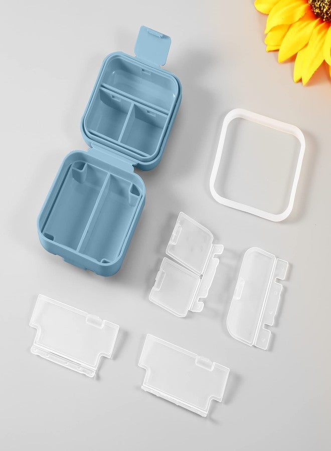 Dynippy Daily Pill Organizer 5 Compartments Portable Moisture Proof Small Pill Case for Pocket Purse Travel Pill Box Portable Medicine Vitamin Fish Oil Holder Container - Blue - Image 4