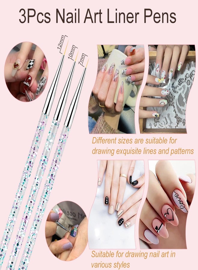 MYR 34Pcs Nail Art Brushes, Nail Art Brush Set, Nail Art Tools, including Nail Design Brushes, Nail Dotting Tool, Nail Drawing Pens, Nail Brush Brackets, Nail Nano Polishing Rubs - Image 5