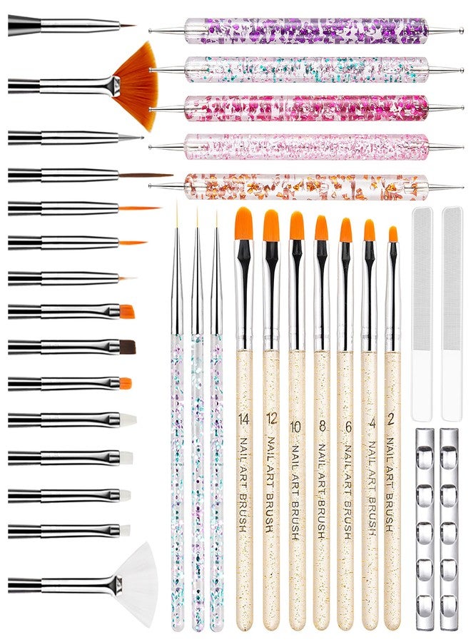 MYR 34Pcs Nail Art Brushes, Nail Art Brush Set, Nail Art Tools, including Nail Design Brushes, Nail Dotting Tool, Nail Drawing Pens, Nail Brush Brackets, Nail Nano Polishing Rubs - Image 1