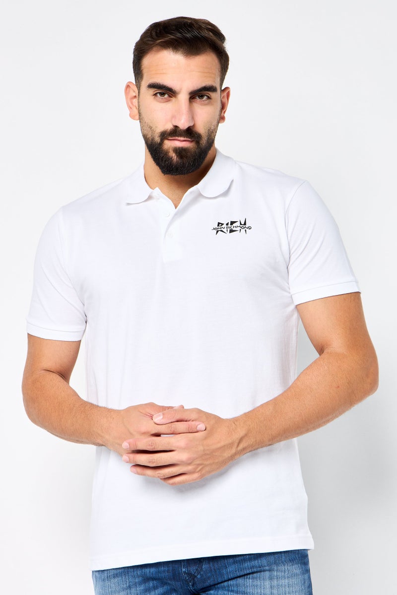 JOHN RICHMOND Men Regular Fit Brand Logo Short Sleeves Polo Shirt, White - Image 1