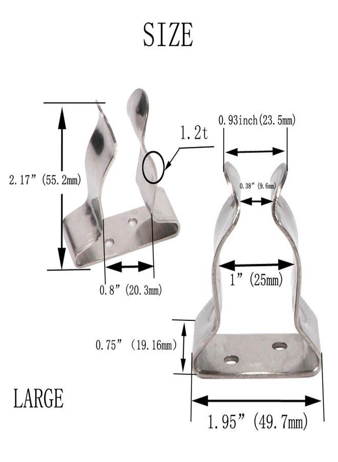 COC-LF 4 Pieces Boat Hook Holder Stainless Steel Spring Clamp Boat Oar Holders Marine Spring Clip Silver Bracket Clip (Large) - Image 2