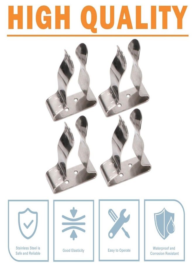 COC-LF 4 Pieces Boat Hook Holder Stainless Steel Spring Clamp Boat Oar Holders Marine Spring Clip Silver Bracket Clip (Large) - Image 3