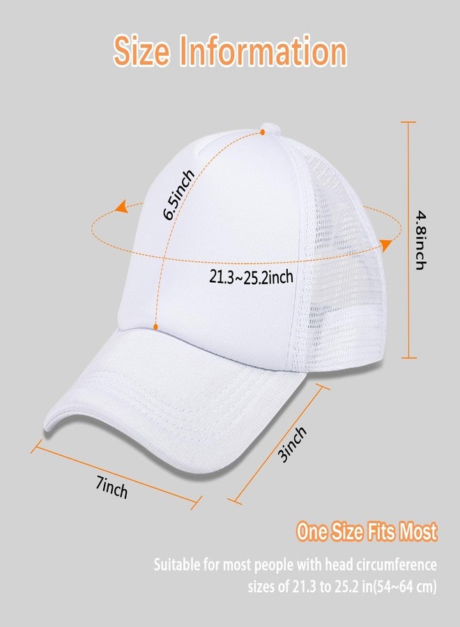 OKBA 5 Pack Sublimation Blank Baseball Cap Adjustable Hat Polyester Mesh Trucker Hats for Men and Women, 5pcs*white Ha, M-3XL - Image 2