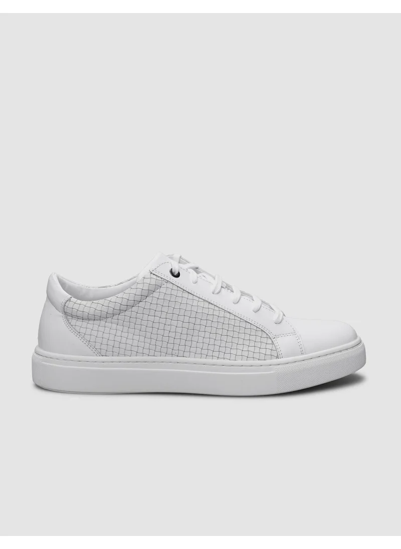 كاباني White Square Patterned Lace-Up Men's Sneaker