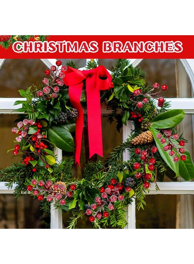 Janinka Janinka 60 Pcs Christmas Snow Frosted Artificial Berry Branches 7.87 Inch Floral Berry Picks Holly Berry Stems Berry Picks and Sprays for Xmas Tree Garland Wreath Vase Filler Decor(Red)  - Image 5