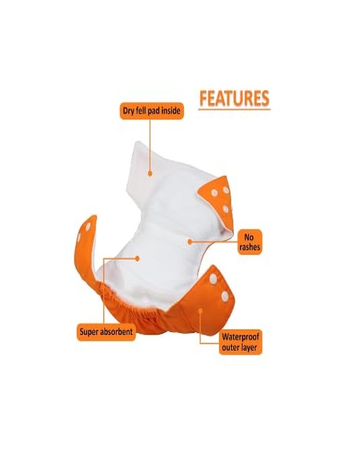 Laee cute Baby Cloth Diapers 0 To 3 Years | Side Leakage Proof Washable Reusable Diaper For New Born Baby (Pack Of 3-No Inserts Included) (red+orange) - Image 4