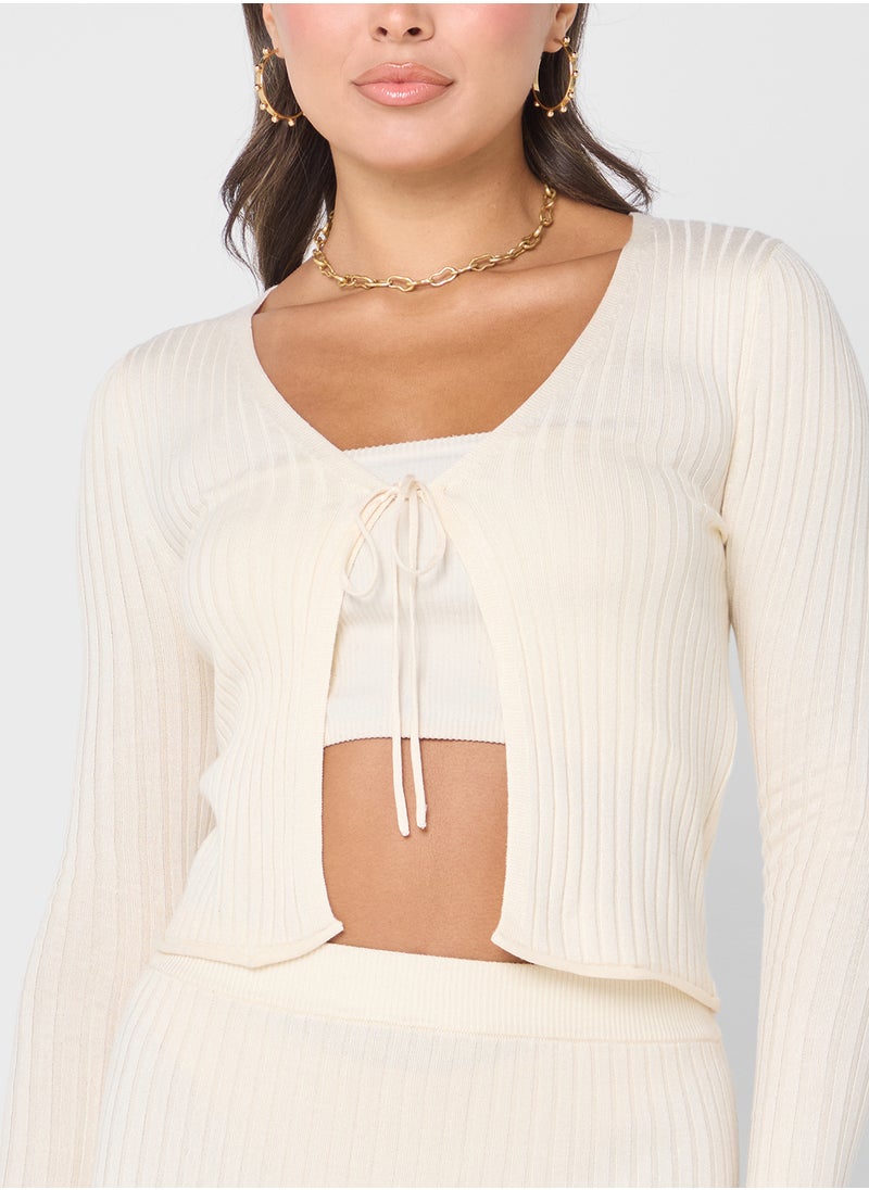 ONLY Tie Detailed Knitted Cardigan  - Image 3