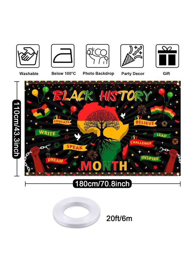 Mocsicka Black History Month Banner Backdrop Classroom School African America Black History Month Decorations Banner Background Photo Booth Props 70.8 x 43.3 inch - Image 5