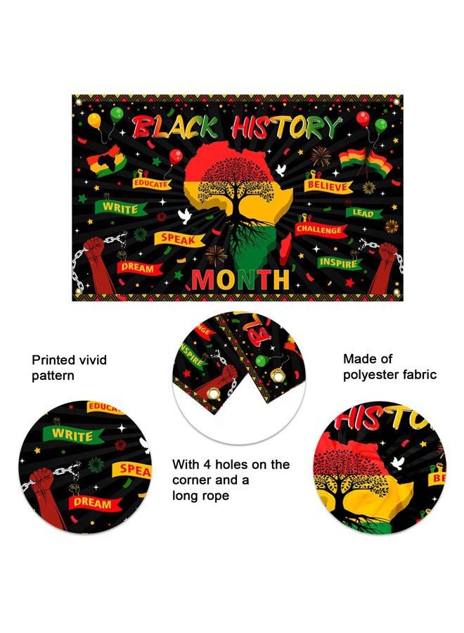 Mocsicka Black History Month Banner Backdrop Classroom School African America Black History Month Decorations Banner Background Photo Booth Props 70.8 x 43.3 inch - Image 4