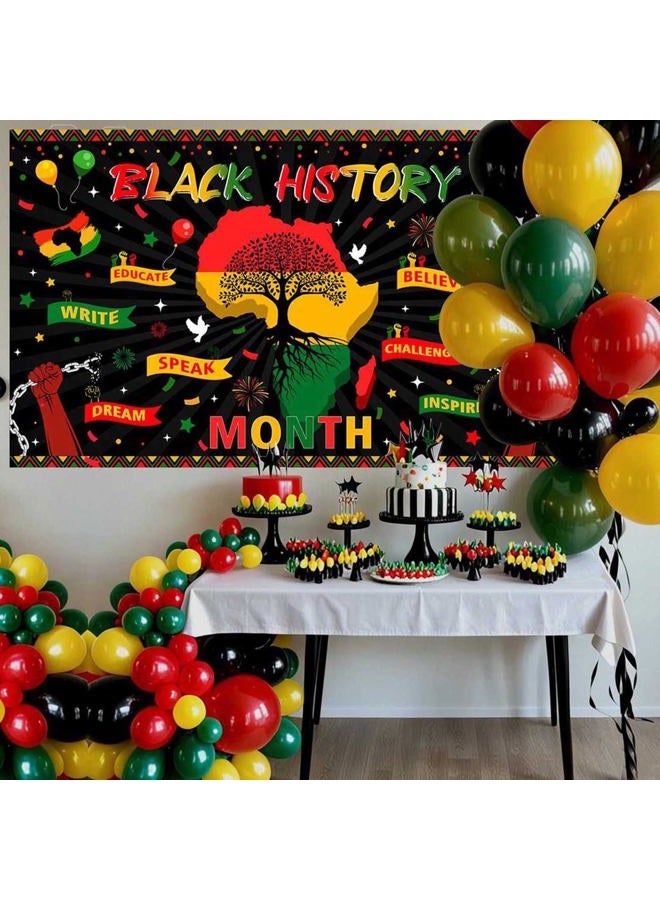 Mocsicka Black History Month Banner Backdrop Classroom School African America Black History Month Decorations Banner Background Photo Booth Props 70.8 x 43.3 inch - Image 2