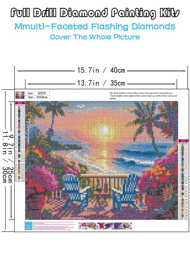 askkqtx Summer Beach Diamond Art Kits for Adults, Diamond Painting Kits for Beginners, DIY 5D Full Drill Crystal Rhinestone Gem Art Craft Home Decor 16x12 Inch - Image 4