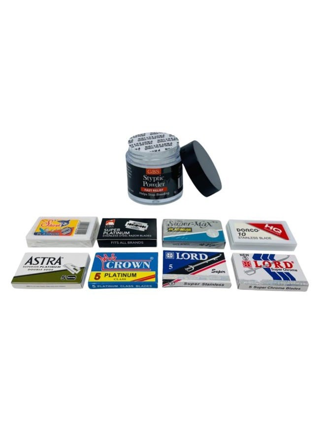 G.B.S Pack of 50 Double Edge Razor Blade and Alum Block - Image 1