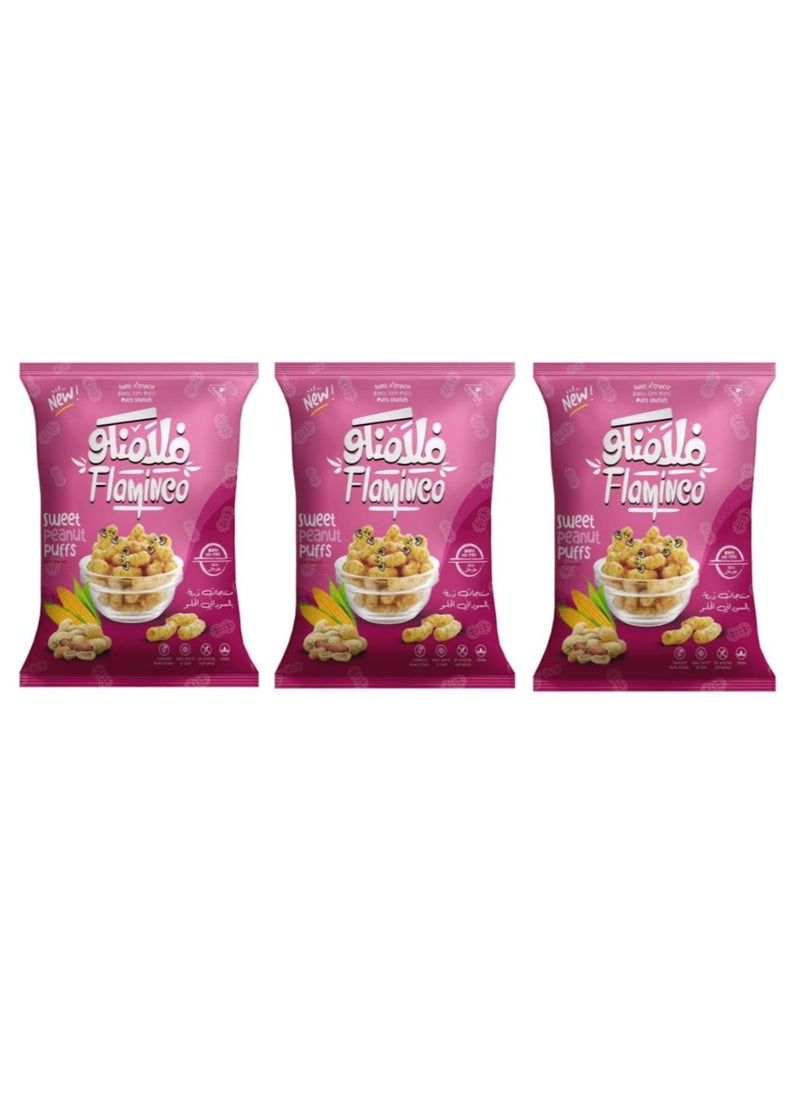 Flaminco Flaminco puffs sweet peanut flavor 62grams large size pack of 3 