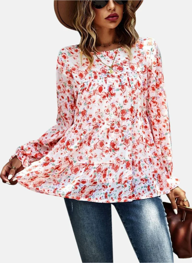 YUNIQEE Pink Round Neck Printed Top