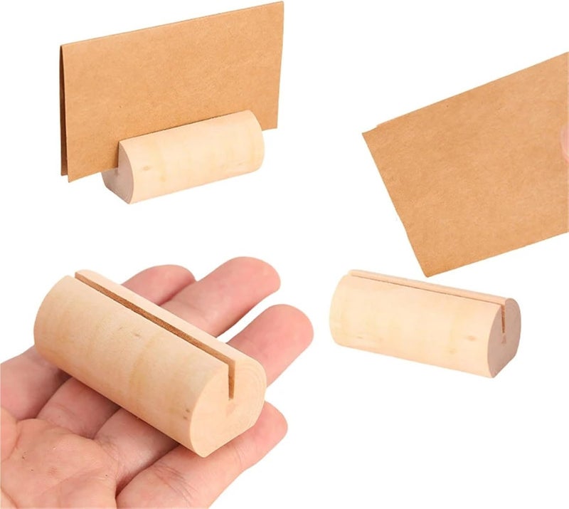 Wooden Sign Holder 20pcs Business Card Rack for Office Desk Storage Shelf Accessory Wooden Tabletop Organizer For Menu Display(A2) - Image 3