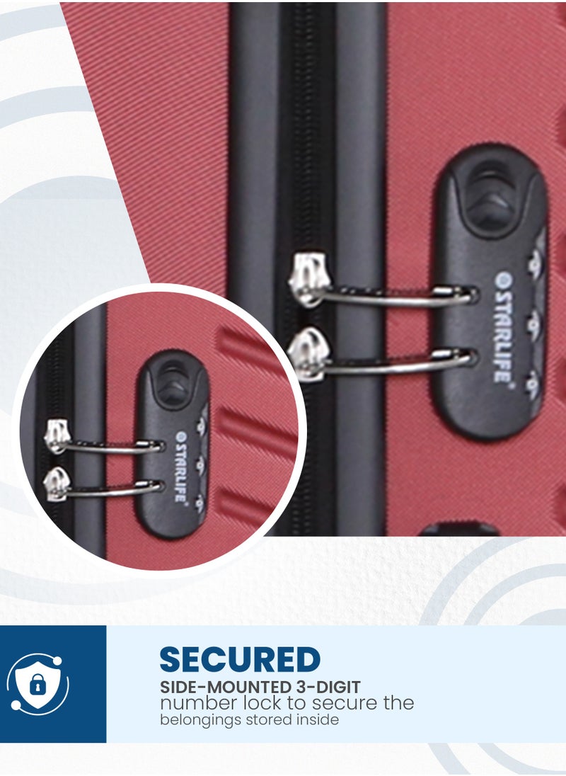 STARLIFE 3 Piece ABS Hard side Trolley Luggage Set Spinner Wheels with Number Lock  - Image 3