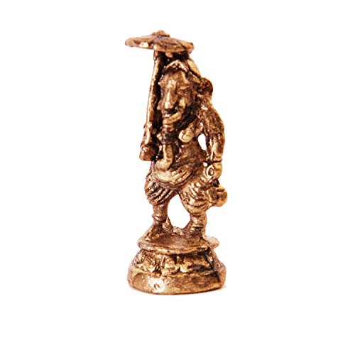 Purpledip Rare Miniature Statue Chhatra Ganesha Under Canopy, Unique Collectible Gift (11401) - Image 2