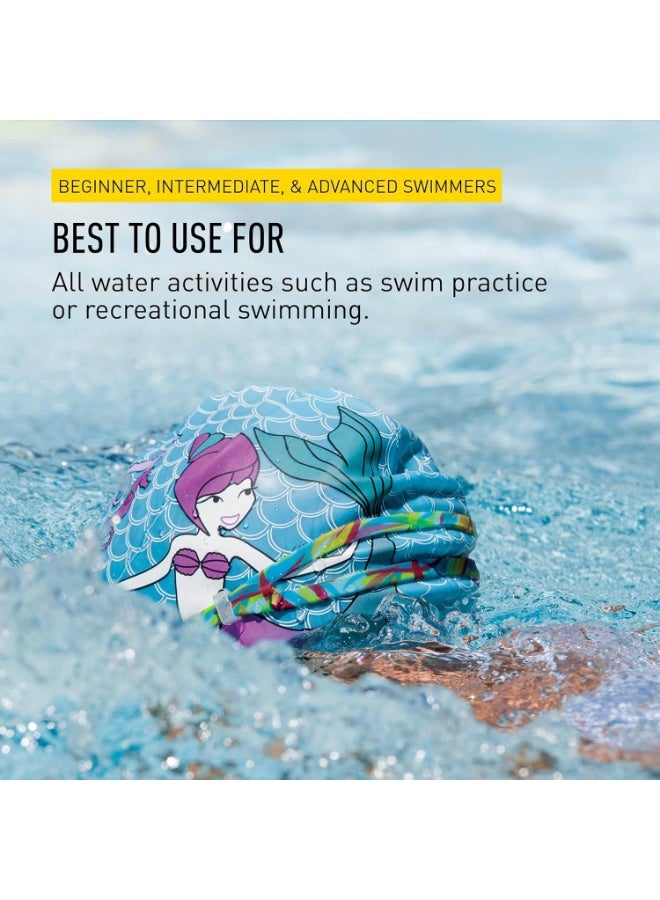 FINIS Mermaid Kids Swim Cap - 100% Silicone - Fun Prints - Universal Fit - Chlorine Protection - Paradise - Image 5