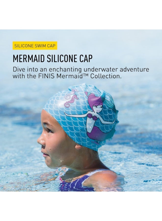 FINIS Mermaid Kids Swim Cap - 100% Silicone - Fun Prints - Universal Fit - Chlorine Protection - Paradise - Image 2