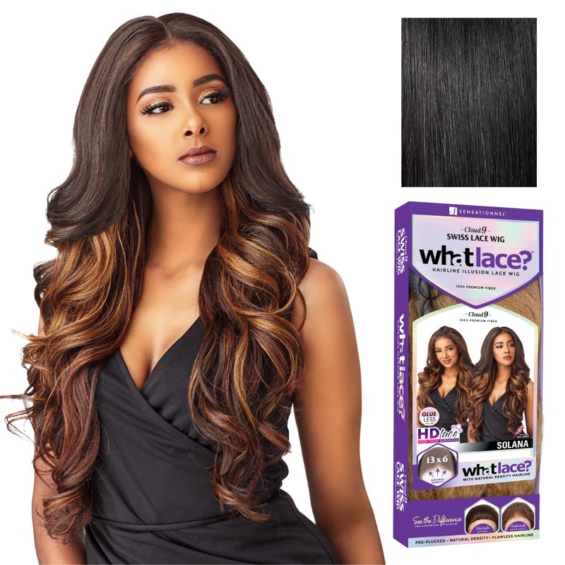 Sensationnel What Lace 13X6 Wigs - Solana Lacefrontal Hand Tied Glueless Synthetic With Natural Density Preplucked Hairline (1 JETBLACK) - Image 1