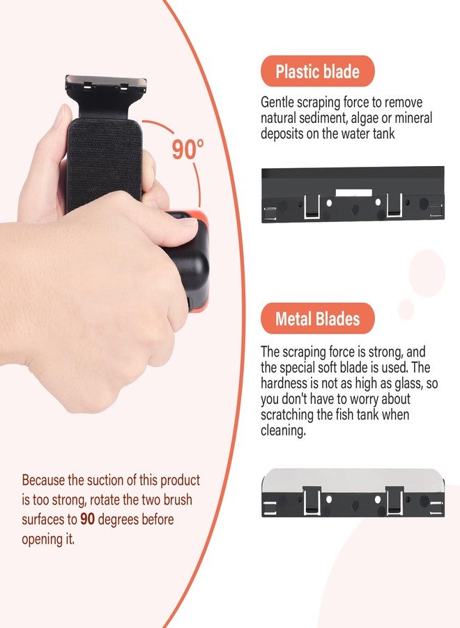 هايغر منظف زجاجي مغناطيسي لأحواض السمك من هيغر، مزود بمكشطة طحالب قابلة للفصل، وفرشاة تنظيف عائمة، وأداة تنظيف مغناطيسية للطحالب الزجاجية لأحواض السمك متوسطة الحجم. - Image 3