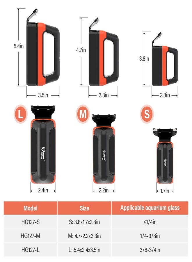 هايغر منظف زجاجي مغناطيسي لأحواض السمك من هيغر، مزود بمكشطة طحالب قابلة للفصل، وفرشاة تنظيف عائمة، وأداة تنظيف مغناطيسية للطحالب الزجاجية لأحواض السمك متوسطة الحجم. - Image 4
