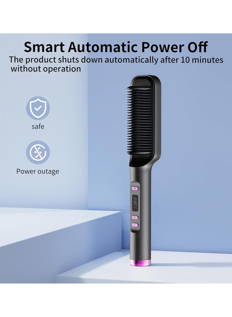Hair straightener with built-in comb, 2-in-1 straightening brush, perfect for home travel, professional salon, dual heat settings, one-step hair straightener, professional strong ceramic tourmaline ionic heat brush for all hair types - Image 1