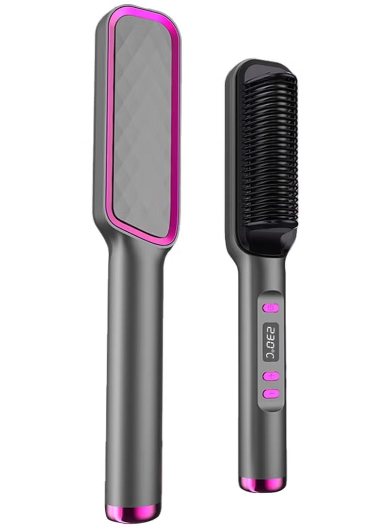 Hair straightener with built-in comb, 2-in-1 straightening brush, perfect for home travel, professional salon, dual heat settings, one-step hair straightener, professional strong ceramic tourmaline ionic heat brush for all hair types - Image 2