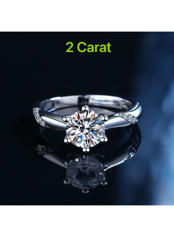 Field 2 Carat Moissanite Women's Ring , wedding ring,engagement ring, S925 Rhodium Plated ,Adjustable Size , Luxury Gift Box , Ready to Gift - Image 2