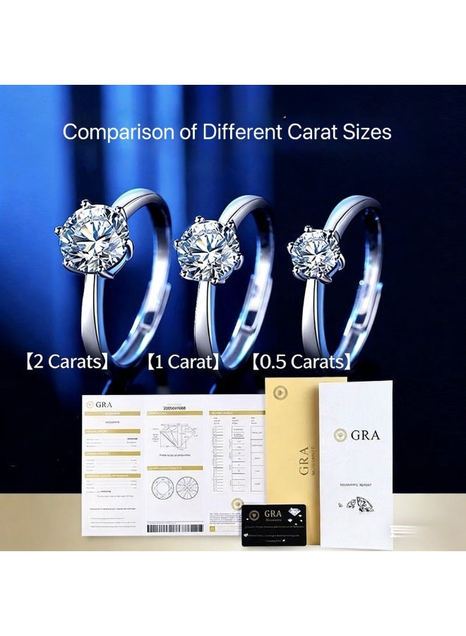 Field 2 Carat Moissanite Women's Ring , wedding ring,engagement ring, S925 Rhodium Plated ,Adjustable Size , Luxury Gift Box , Ready to Gift - Image 5