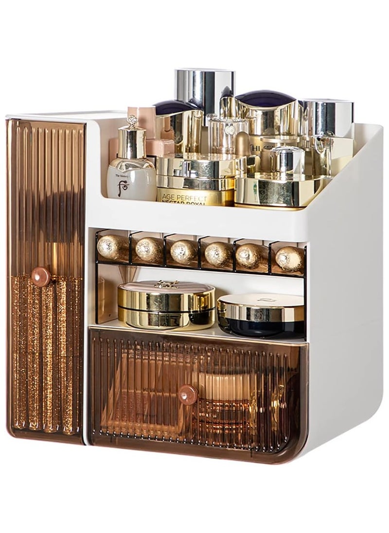 Blueland - Makeup Organizer 3 Tier Luxury Countertop Cosmetic Storage Box with Multifunctional Makeup Jewelry Drawer Desktop Beauty Display Organiser Stand for Lipsticks Brushes Lotions - Image 1