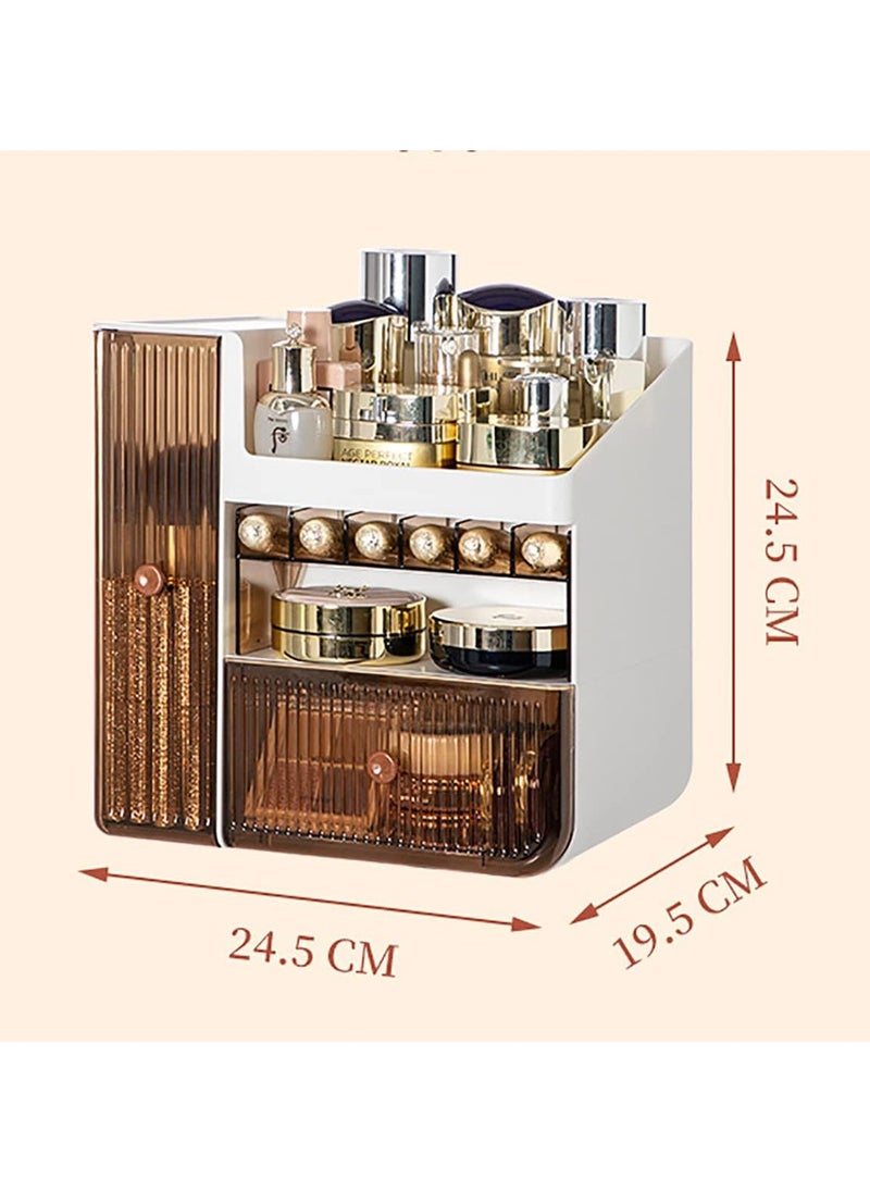 Blueland - Makeup Organizer 3 Tier Luxury Countertop Cosmetic Storage Box with Multifunctional Makeup Jewelry Drawer Desktop Beauty Display Organiser Stand for Lipsticks Brushes Lotions - Image 1