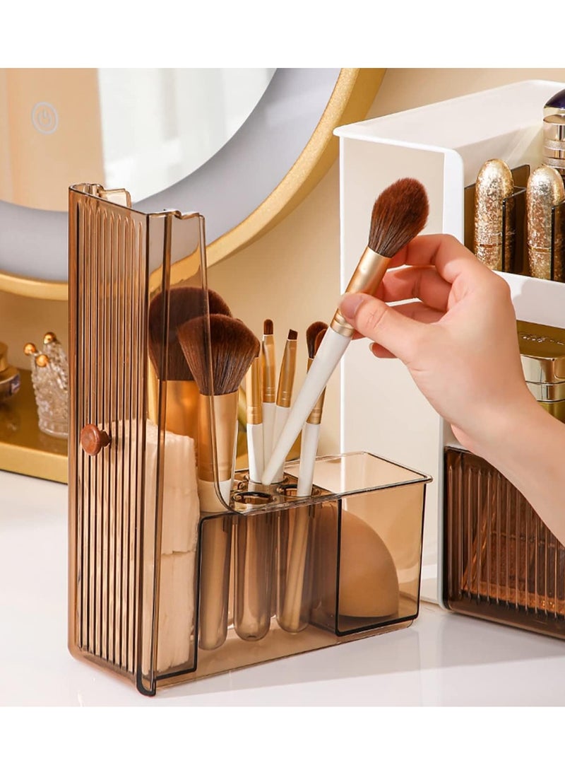 Blueland - Makeup Organizer 3 Tier Luxury Countertop Cosmetic Storage Box with Multifunctional Makeup Jewelry Drawer Desktop Beauty Display Organiser Stand for Lipsticks Brushes Lotions - Image 1