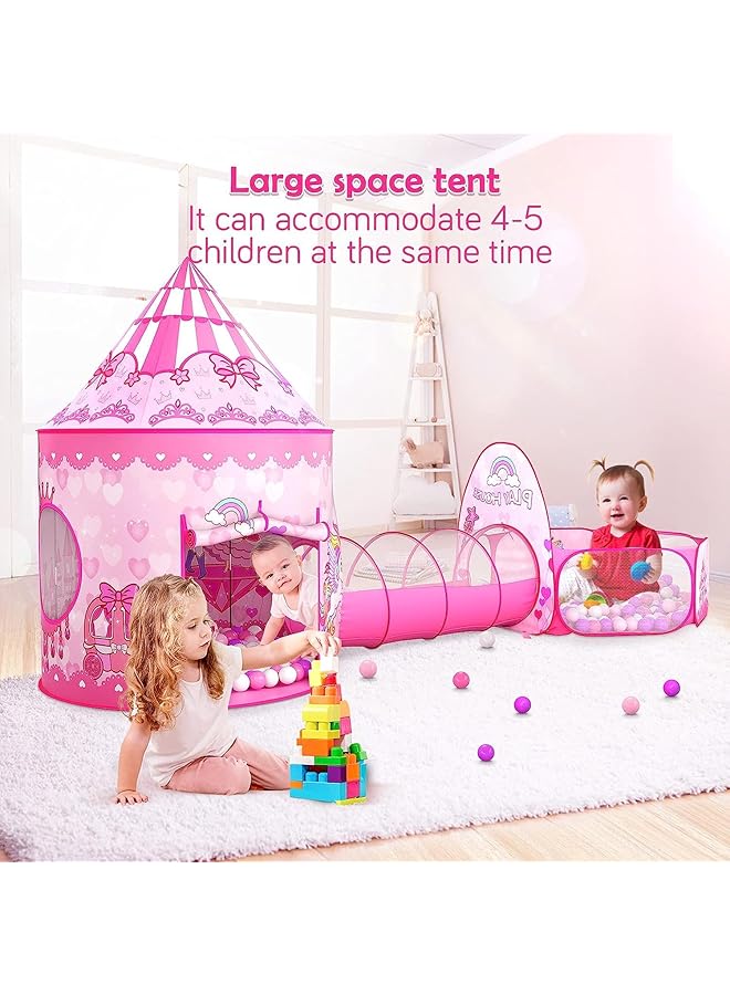 يو-هومي خيمة أميرة مكونة من 3 قطع للبنات، خيمة لعب للأطفال للأولاد مع حفرة كرات ونفق زحف، خيام أميرة للأطفال الصغار، بيت لعب داخلي وخارجي، هدايا مثالية للأطفال - Image 3