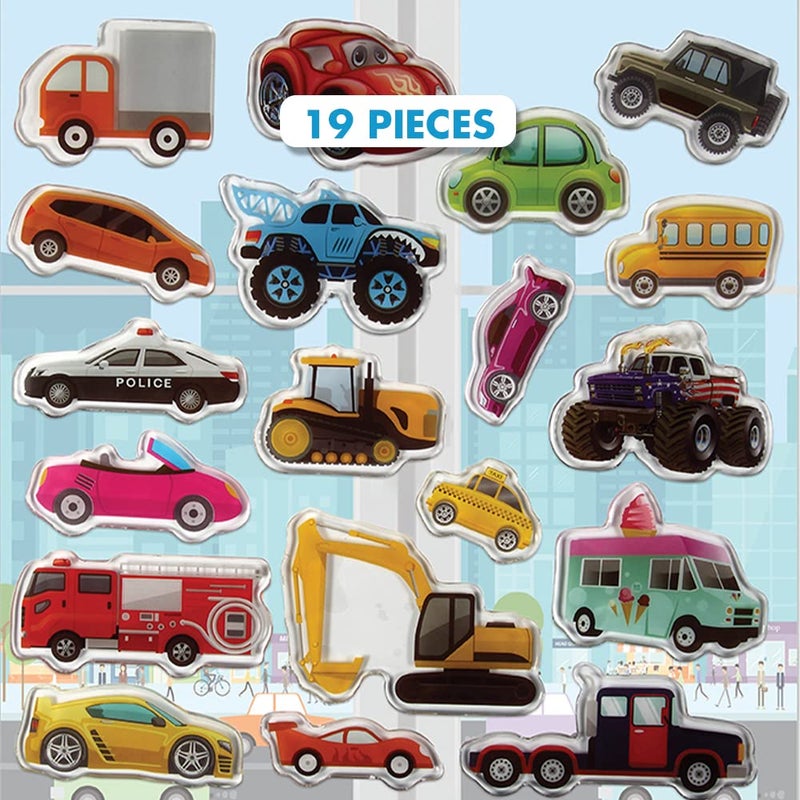 Cars Trucks  Construction Gel Window Clings for Kids  Window Stickers for Toddlers Monster Truck Gel Clings Window Decals Kids Jelly Reusable Sticker  Car Plane Airplane Activities Jesplay USA