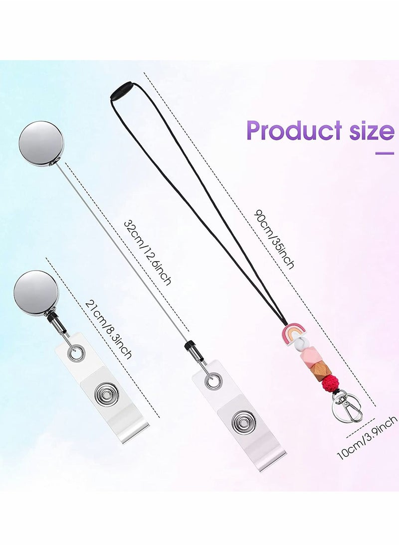 SYOSI - Silicone Beaded Lanyards for ID Badges and Keys 3 Sets Boho Neck Lanyard Necklaces with Retractable Badge Reel Holders Tassel Keychain Strap Lanyard for Women Girls Teacher Students Nurses - Image 1