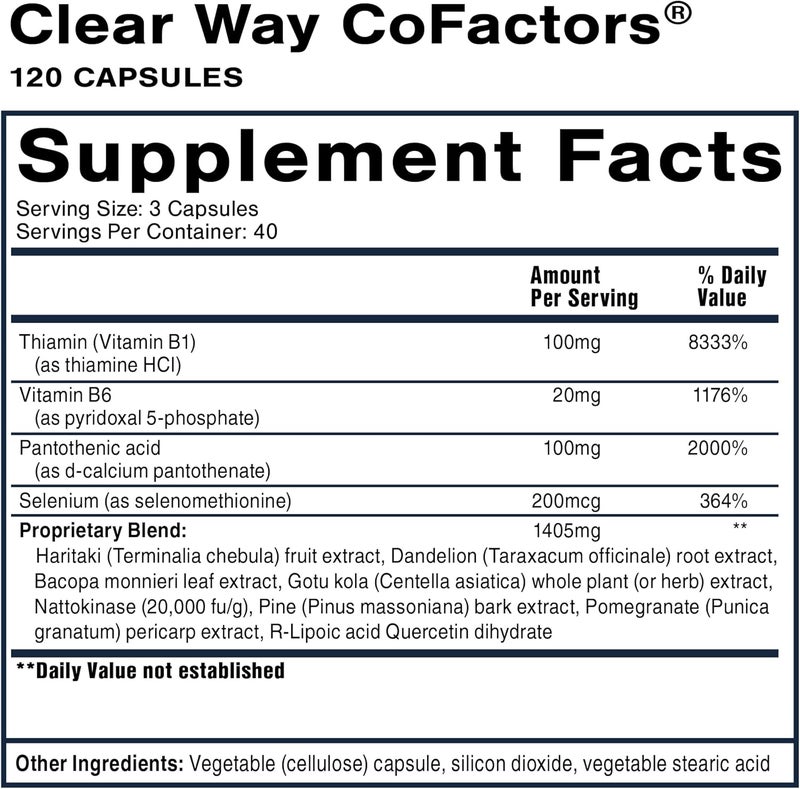 Quicksilver Scientific Clear Way Cofactors  Body Detox Cleanse Support with Vitamin B1 Dandelion Extract Quercetin  Nattokinase Enzyme  Antioxidant Cleanse to Support Gut Health 120 Capsules - Image 2