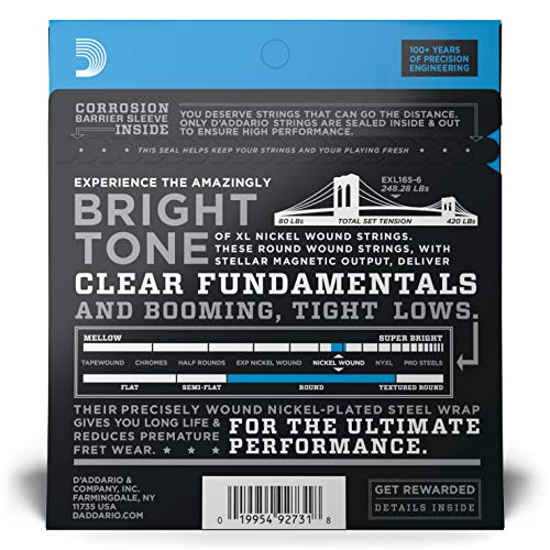 D'Addario EXL165-6 6-String Nickel Wound Bass Guitar Strings, Custom Light, 32-135, Long Scale - Image 2