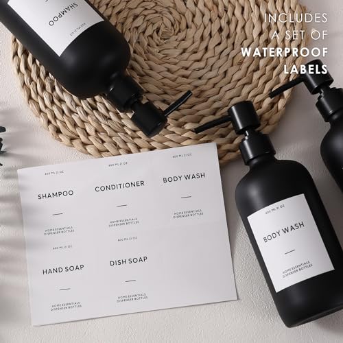 HOMCDALY Shampoo and Conditioner Dispenser, 21oz 3-Pack Refillable Shampoo and Conditioner Bottles, Empty Bathroom Shower Pump Dispenser (21oz-Black - Image 5