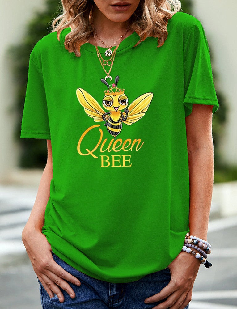 Wish Independent Station Bee Pattern Printed Short Sleeve T-Shirt For Women - Image 1
