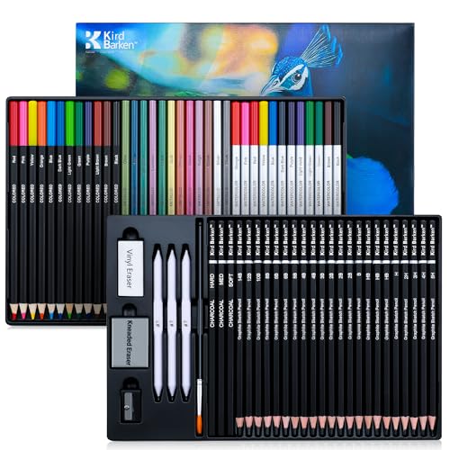 Kird Barken 70 PCS Art Supply Drawing Set Pro Art Supplies with TutorialColored Graphite Charcoal Watercolor Metallic Pencil for Artists Adults Teens Beginner - Image 1