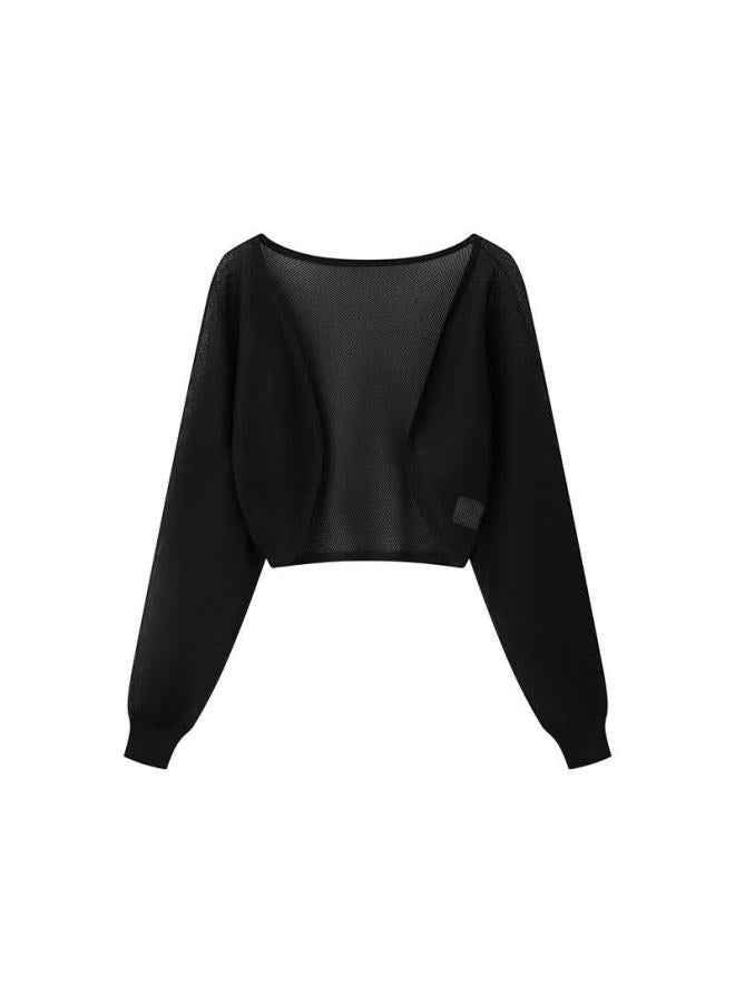 Waxbird Peacebird Women's Lightweight Knitted Cardigan Summer Air-conditioning Shawl Style Black S - Image 5
